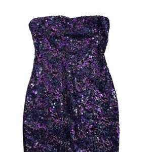 Nikibiki Purple and Black Sequin Strapless Dress Medium